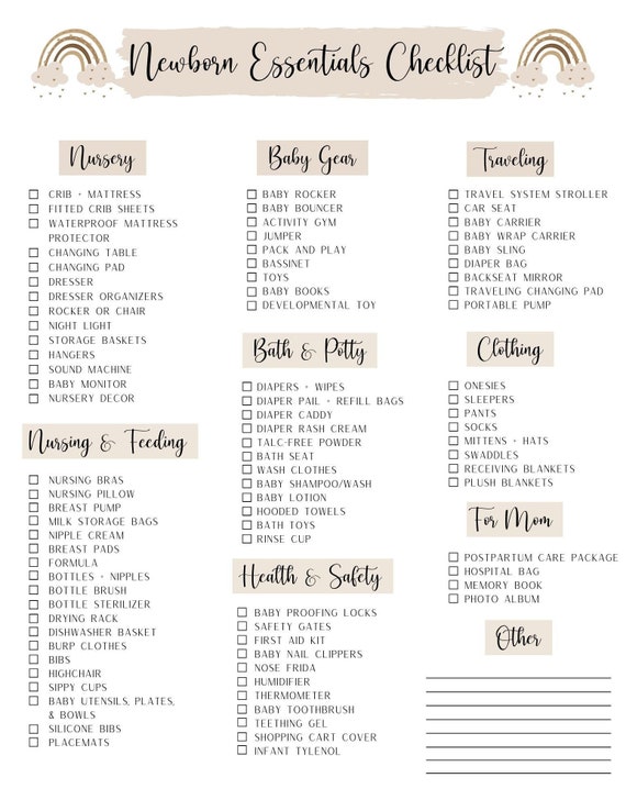 Newborn Essentials Checklist